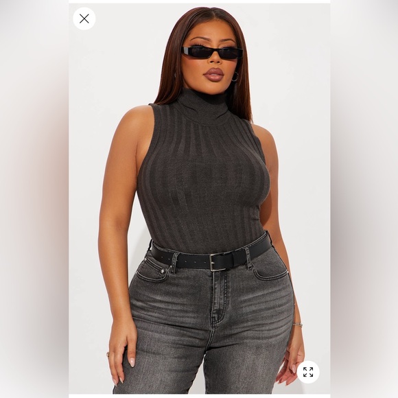 Grey Ribbed Sleeveless Top - Picture 1 of 7